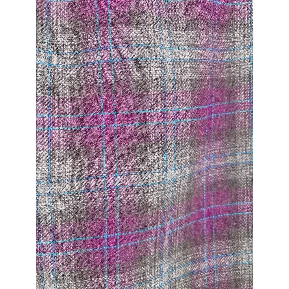 Eddie Bauer Women’s Burgundy Brown Plaid Wool Blend Pencil Skirt Academia 8 Tall